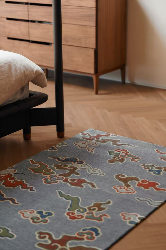 Handmade Wool Tibetan Rug with Auspicious Cloud Pattern