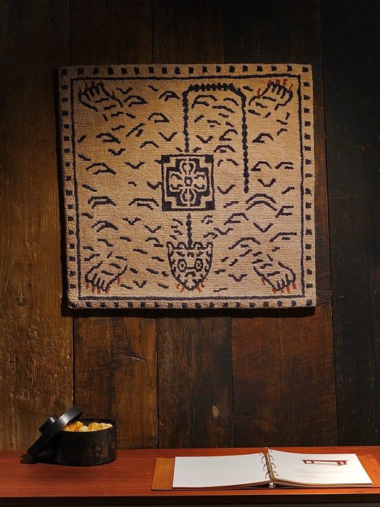 Handwoven Wool Tibetan Rug - Traditional Tiger Pelt Motif