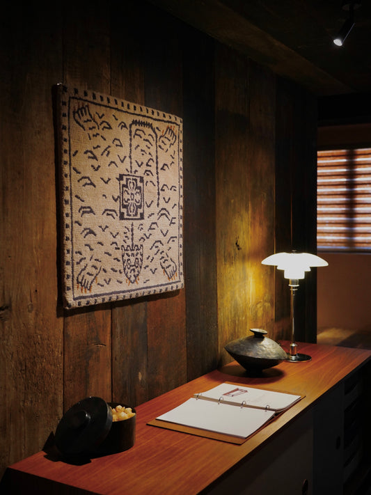 Handwoven Wool Tibetan Rug - Traditional Tiger Pelt Motif