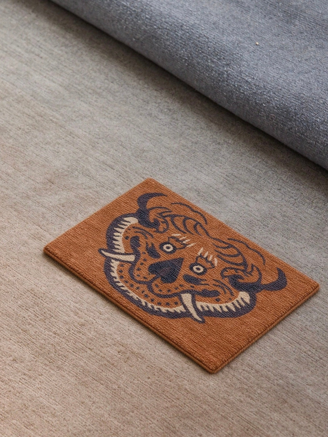 Handwoven Wool Tibetan Rug Tea Coaster - Tiger Motif