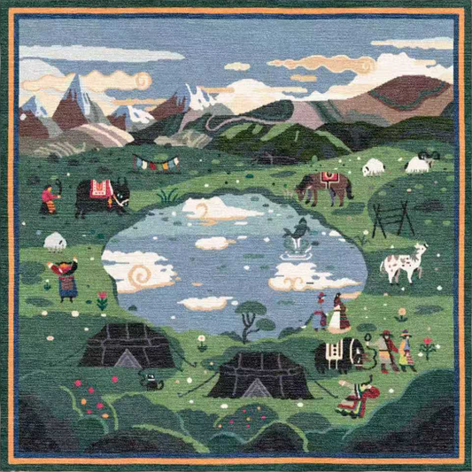 Handwoven Wool Tibetan Rug