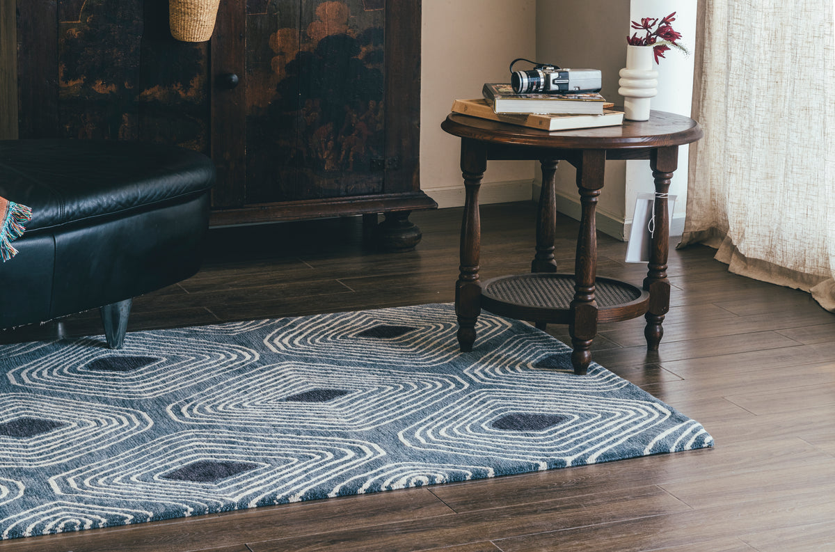 Handmade Wool Tibetan Rug with Rock Pattern