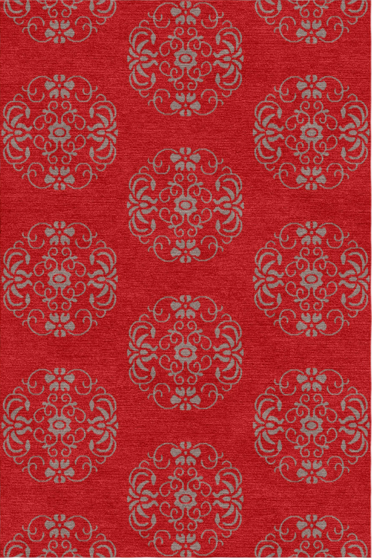 Handmade Wool Tibetan Rug with Ornate Splendid Brocade Pattern