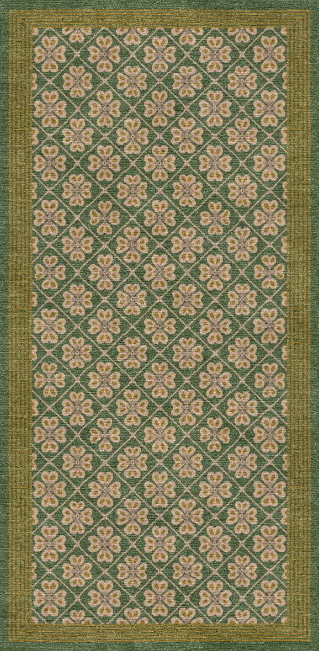 Handmade Wool Tibetan Rug with Abstract Cross Lotus Pattern