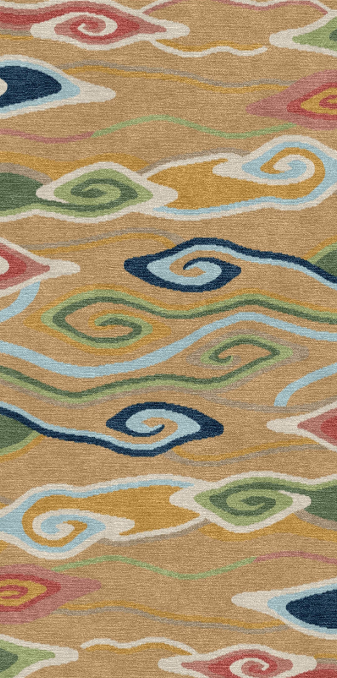 Handmade Wool Tibetan Rug with Auspicious Blessing Pattern