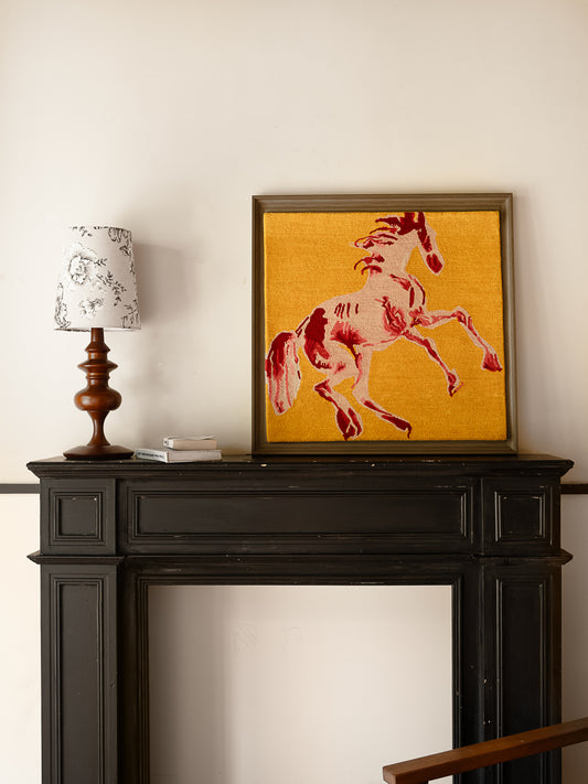Hand‑Woven Tibetan Wool Rug, Galloping Horse Motif