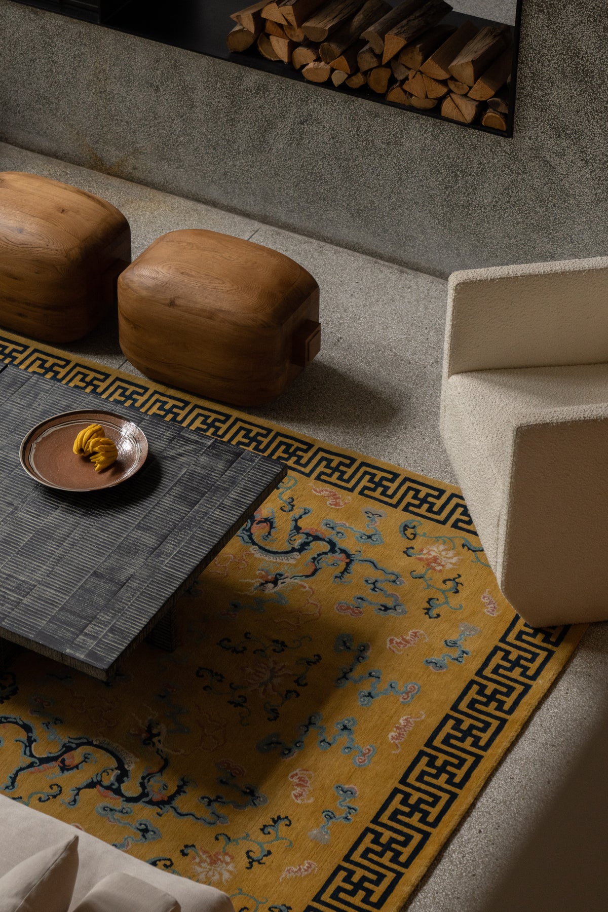 Handwoven Wool Kang Rug – Imperial Nine Dragon Bat & Wan Symbol Motif, Forbidden City Series