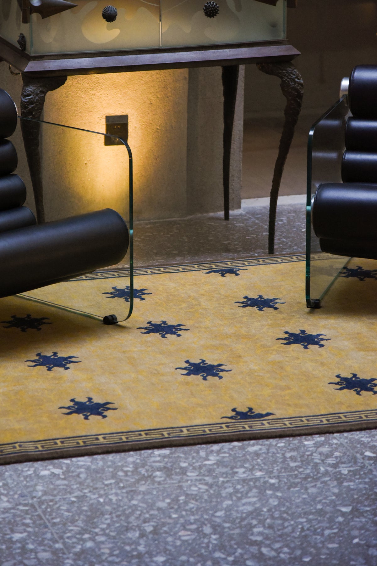 Handwoven Knotted Pile Imperial Carpet – Scrolling Lotus & Meander Border on Yellow Ground, Forbidden City Collection