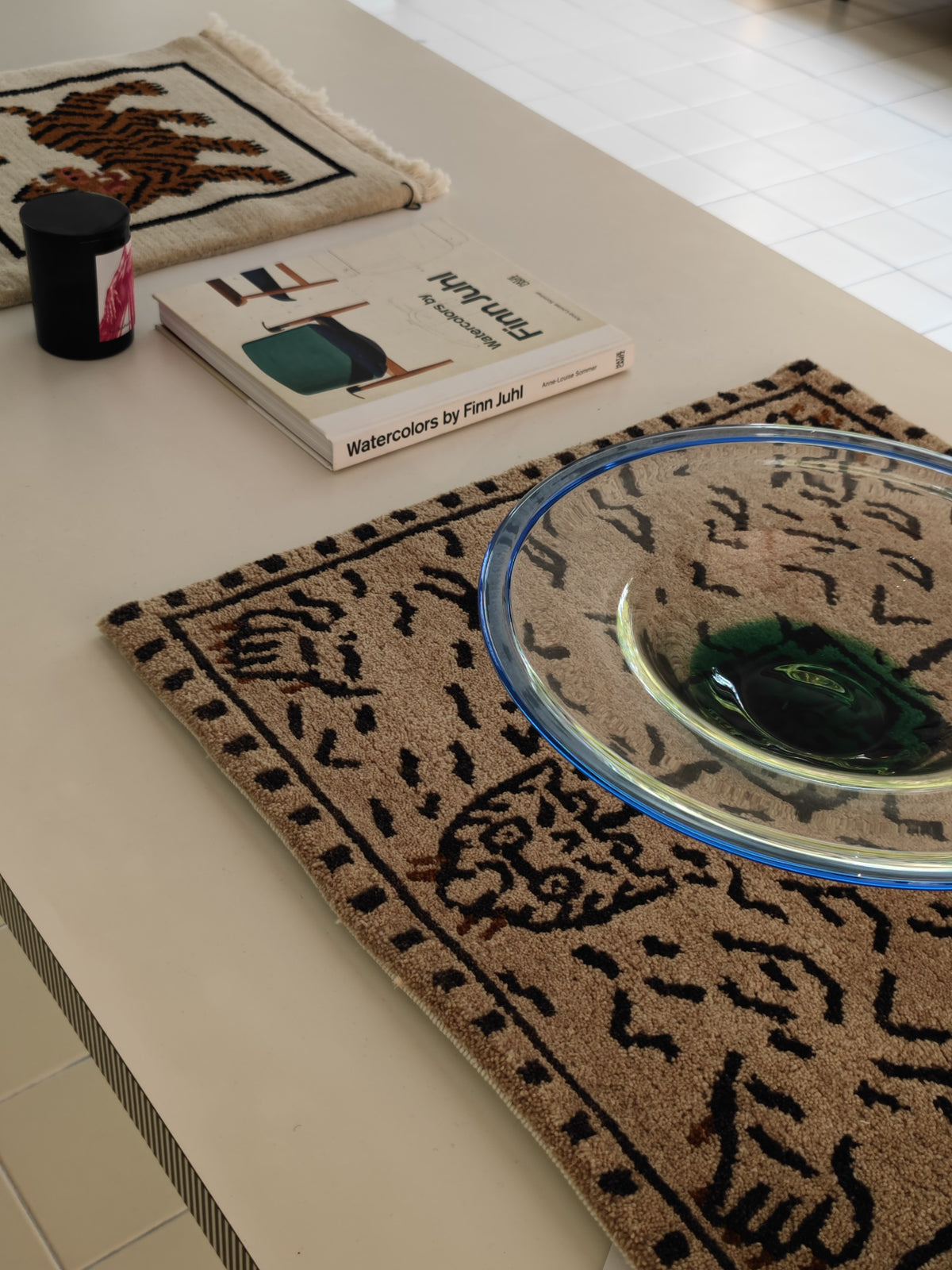 Handwoven Wool Tibetan Rug - Traditional Tiger Pelt Motif