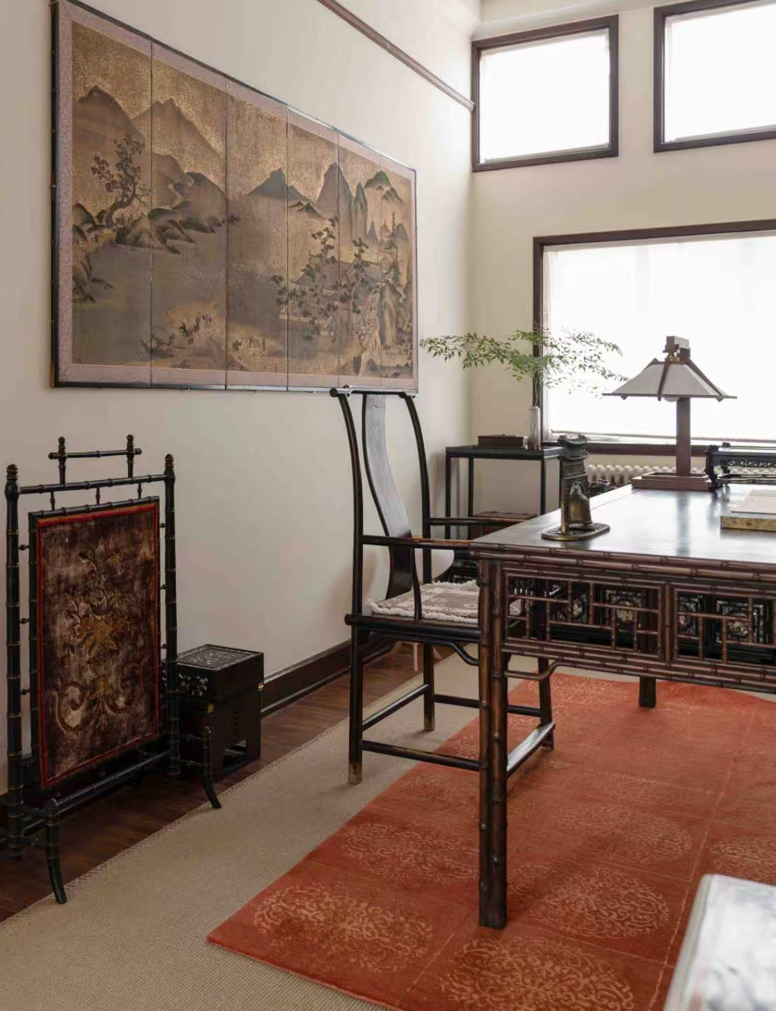 Handmade Wool Tibetan Rug with Ornate Splendid Brocade Pattern