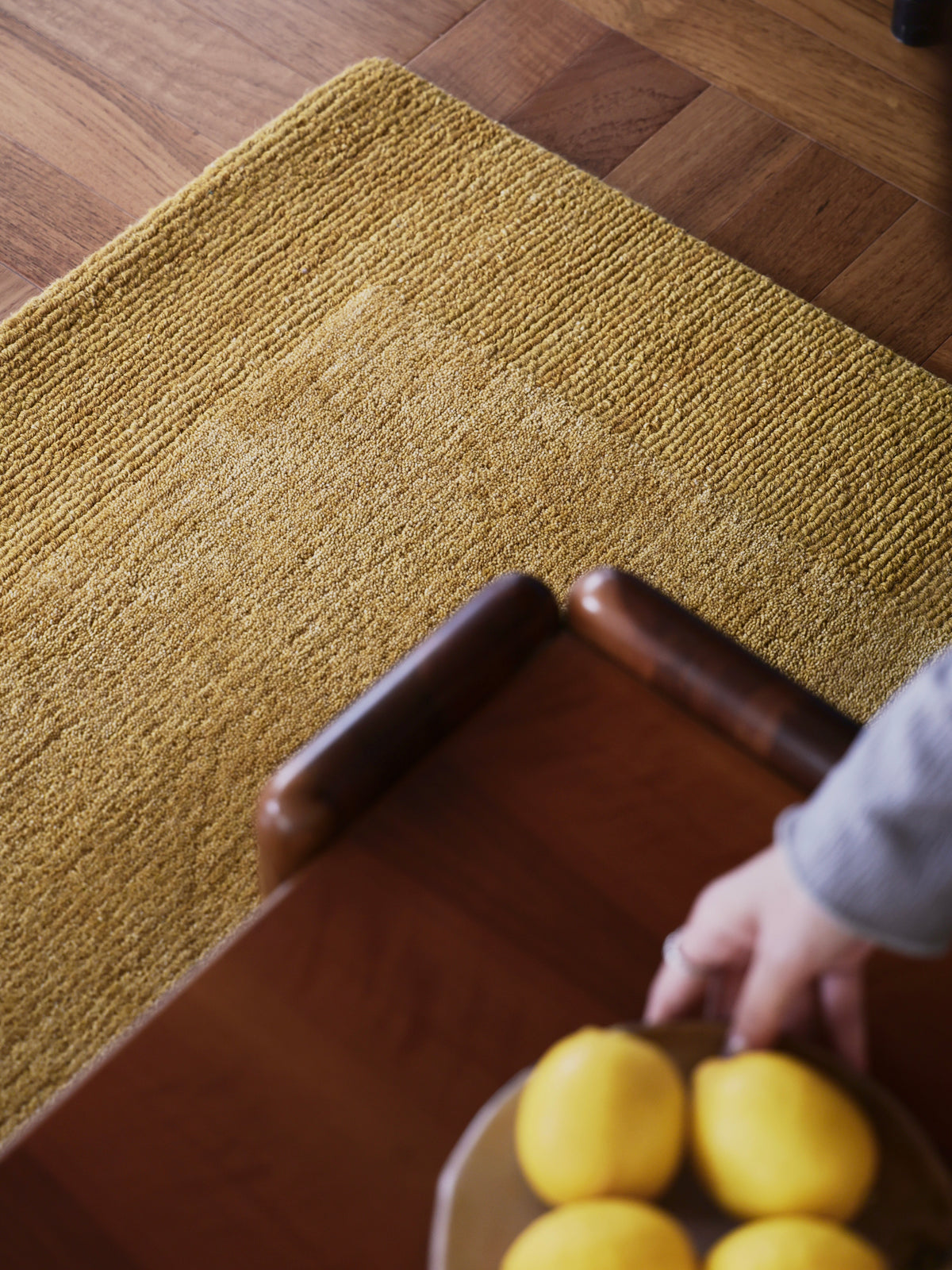 Handmade Wool Tibetan Rug with Gilded‑Gold Pattern