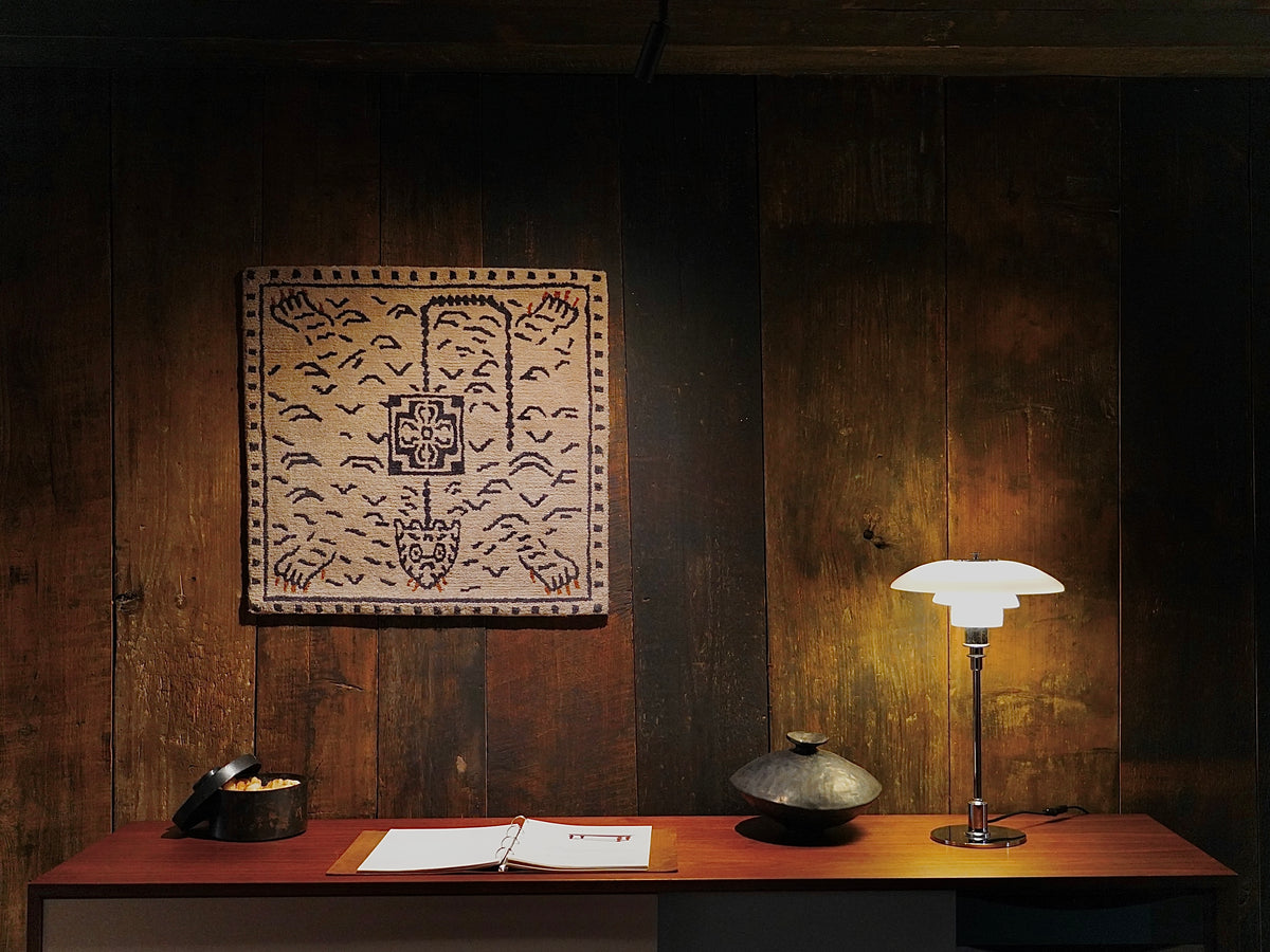 Handwoven Wool Tibetan Rug - Traditional Tiger Pelt Motif