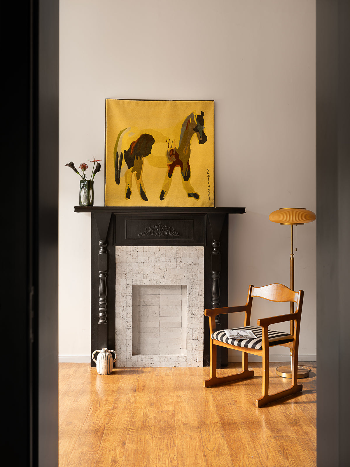 Hand‑Woven Tibetan Wool Rug, Galloping Horse Motif