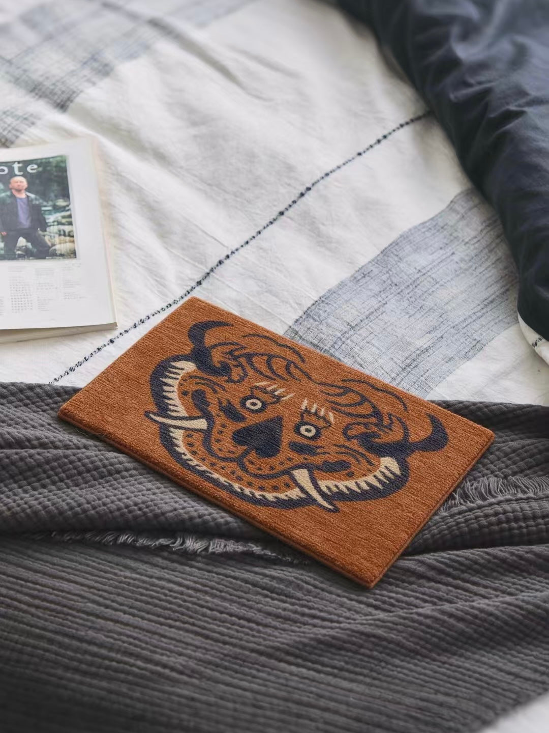 Handwoven Wool Tibetan Rug Tea Coaster - Tiger Motif