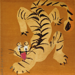 Hand‑Woven Tibetan Wool Rug, Tiger Motif