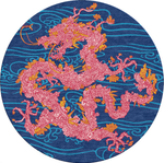 Handwoven Wool Art Tapestry – Jacky Tsai Floral Dragon Oriental Pop Art Motif