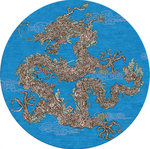 Handwoven Wool Art Tapestry – Jacky Tsai Floral Dragon Oriental Pop Art Motif