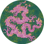 Handwoven Wool Art Tapestry – Jacky Tsai Floral Dragon Oriental Pop Art Motif
