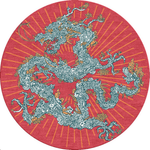 Handwoven Wool Art Tapestry – Jacky Tsai Floral Dragon Oriental Pop Art Motif