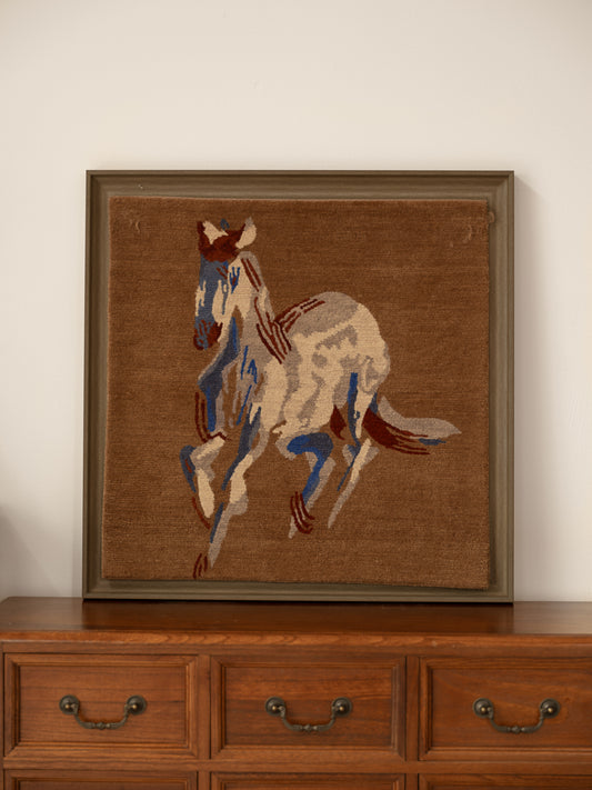 Hand‑Woven Tibetan Wool Rug, Galloping Horse Motif
