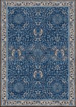 Handwoven Wool Imperial Chinese Carpet – Round Crane & Lotus Motifs on Deep Blue Ground