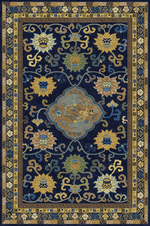 Handwoven Wool Imperial Tibetan Carpet – Scrolling Lotus & Mandarin Duck Zen Motif