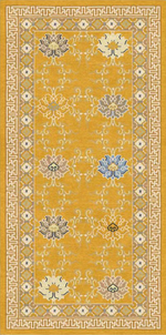 Handwoven Wool Imperial Chinese Carpet – One-Foot Lotus Forbidden City Antique Reproduction Motif