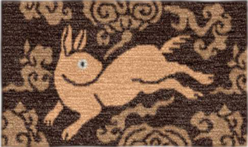 Handwoven Wool Tibetan Rug Coaster - Galloping Rabbit & Auspicious Cloud Motif