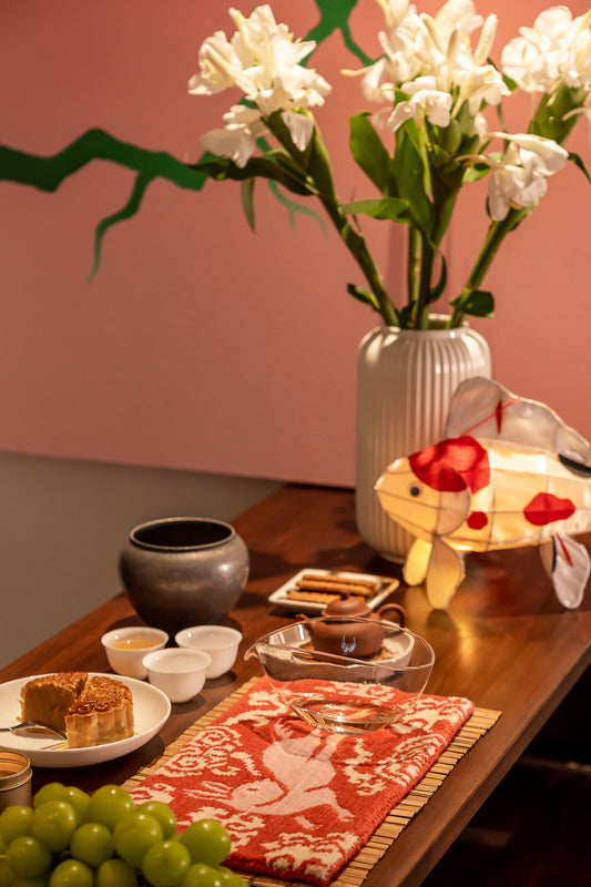 Handmade Wool Tibetan Coaster with Galloping Rabbit and Auspicious Cloud Pattern
