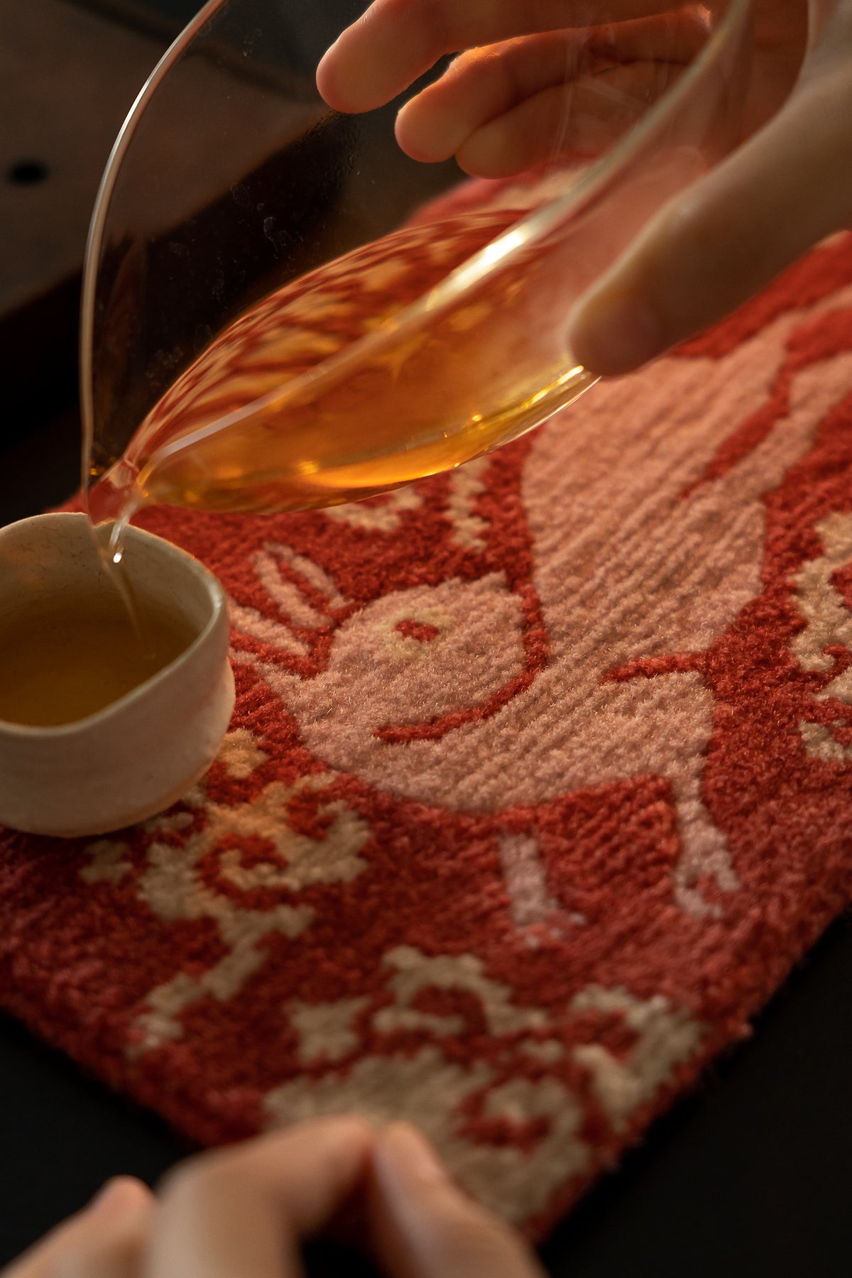 Handmade Wool Tibetan Coaster with Galloping Rabbit and Auspicious Cloud Pattern