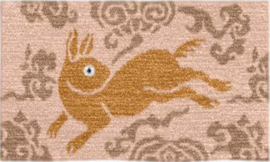 Handmade Wool Tibetan Coaster with Galloping Rabbit and Auspicious Cloud Pattern