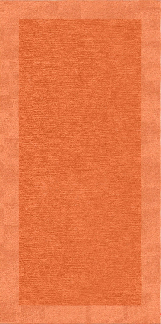Handmade Wool Tibetan Rug with Burnt‑Orange Pattern