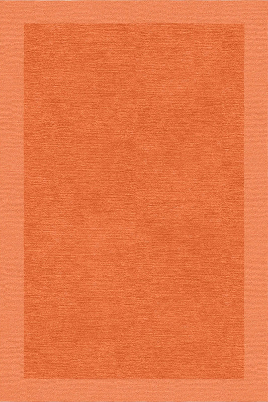 Handmade Wool Tibetan Rug with Burnt‑Orange Pattern