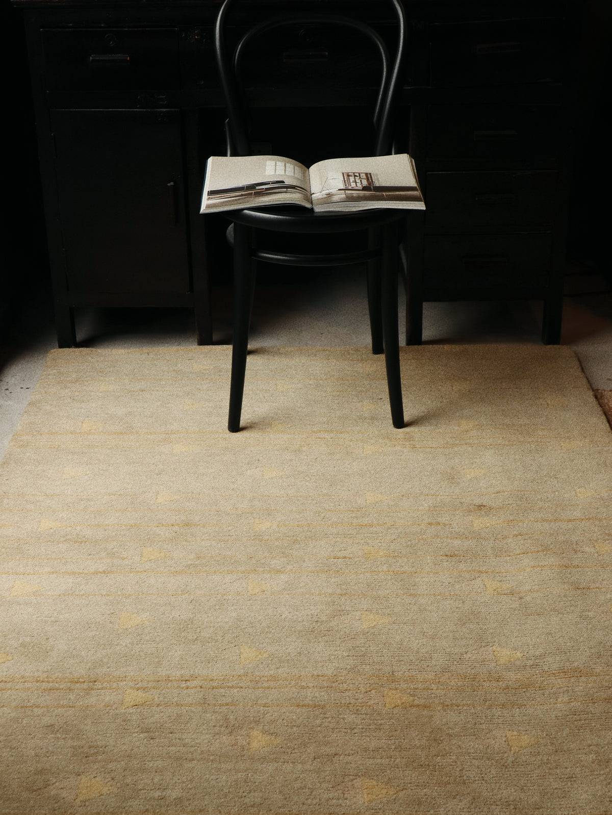 Handmade Wool Tibetan Rug with Sand-Gold Pattern