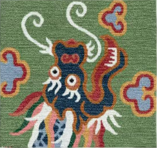 Handwoven Wool Tibetan Rug - Lu Dragon Amid Auspicious Clouds Motif