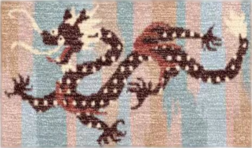 Handwoven Wool Tibetan Rug Coaster - Auspicious Dragon Tea Talisman Motif