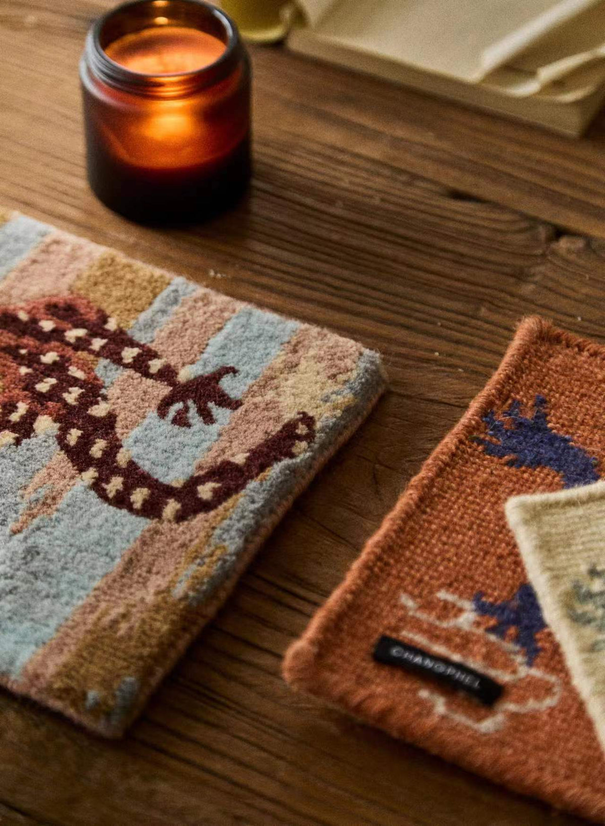 Handwoven Wool Tibetan Rug Coaster - Auspicious Dragon Tea Talisman Motif