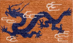 Handwoven Wool Tibetan Rug Coaster - Auspicious Dragon Tea Talisman Motif