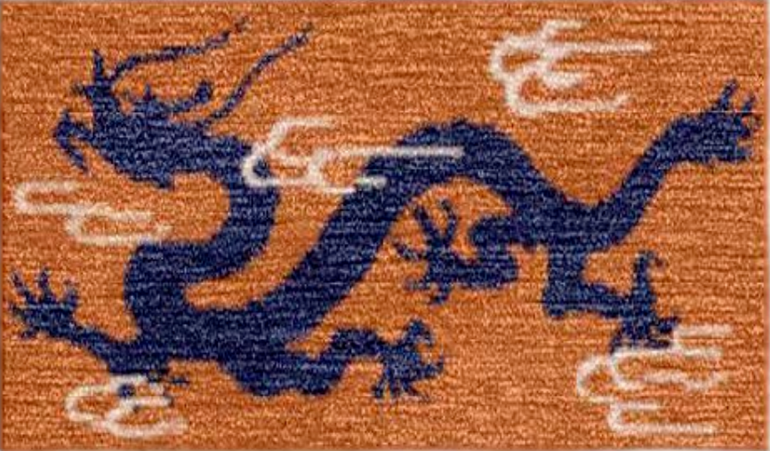 Handwoven Wool Tibetan Rug Coaster - Auspicious Dragon Tea Talisman Motif