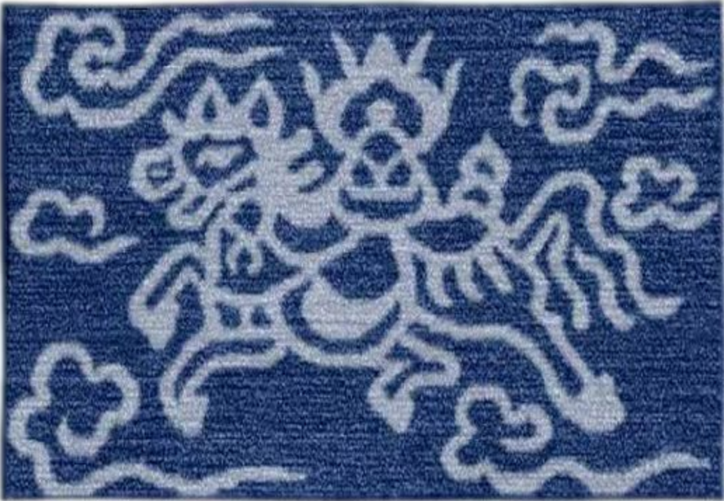 Handwoven Wool Tibetan Rug - Wind Horse Lungta Tea Talisman Motif