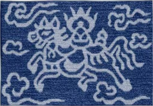 Handwoven Wool Tibetan Rug - Wind Horse Lungta Tea Talisman Motif