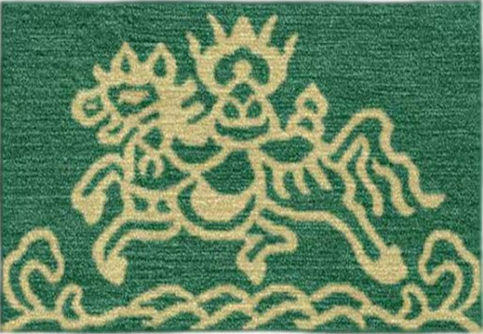 Handwoven Wool Tibetan Rug - Wind Horse Lungta Tea Talisman Motif