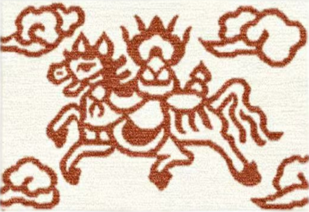Handwoven Wool Tibetan Rug - Wind Horse Lungta Tea Talisman Motif