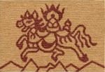 Handwoven Wool Tibetan Rug - Wind Horse Lungta Tea Talisman Motif