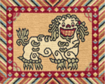 Handwoven Wool Tibetan Rug - Snow Lion of the Snowlands Motif
