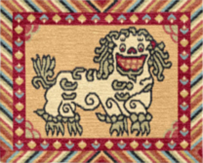 Handwoven Wool Tibetan Rug - Snow Lion of the Snowlands Motif