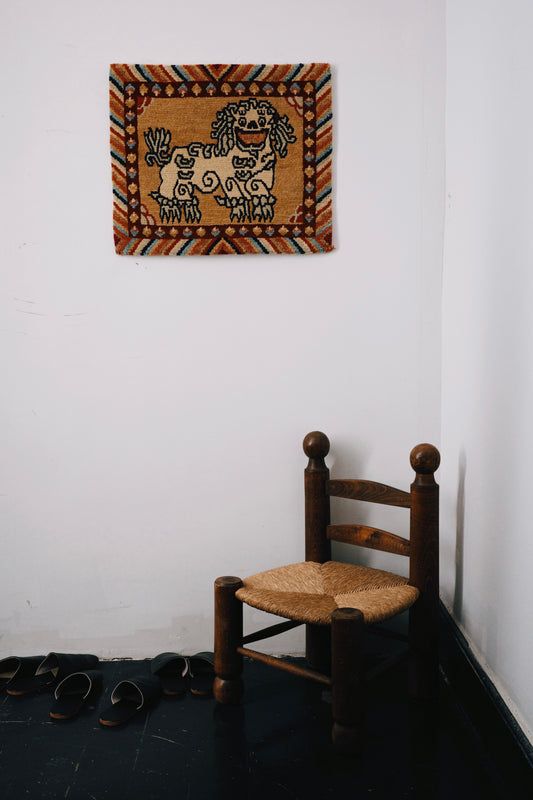 Handwoven Wool Tibetan Rug - Snow Lion of the Snowlands Motif