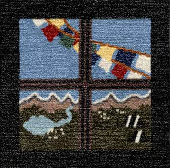 Handwoven Wool Tibetan Rug - Windows of Tibetan Highlands Motif