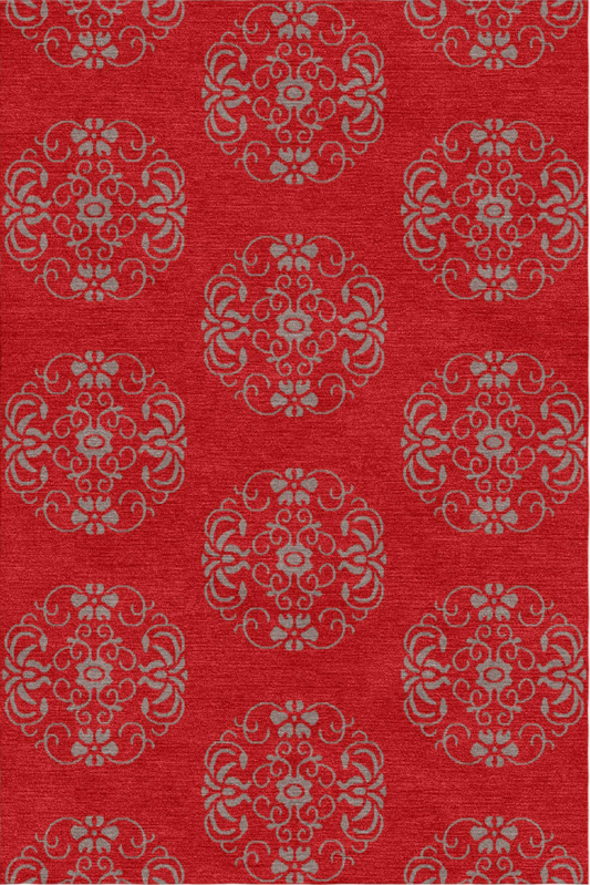 Handmade Wool Tibetan Rug with Ornate Splendid Brocade Pattern