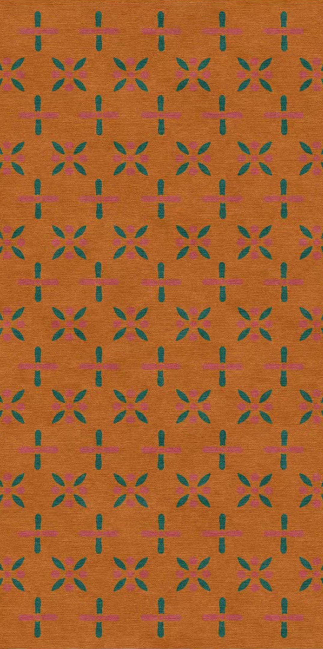 Handmade Wool Tibetan Rug with Abstract Cross Lotus Pattern